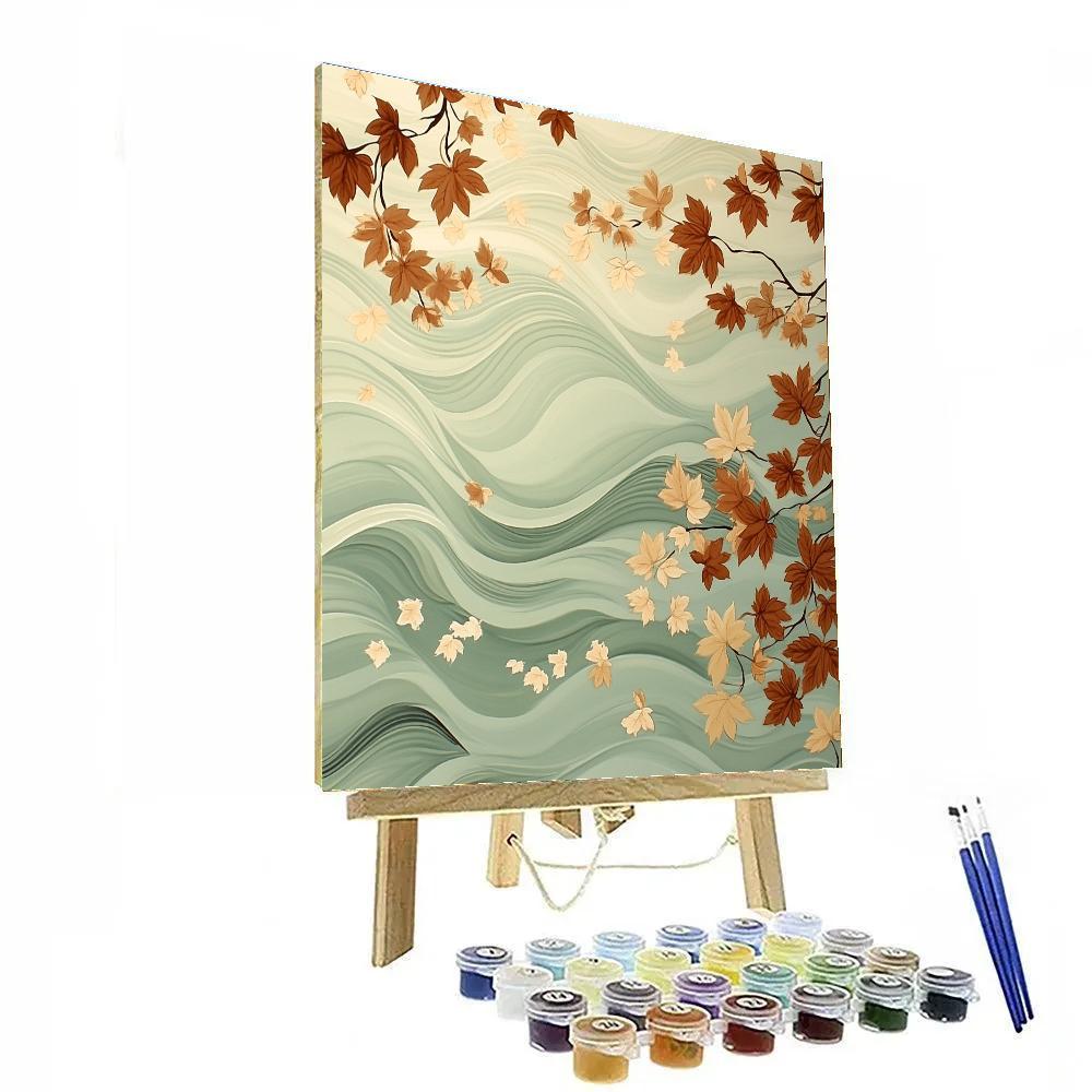 Hiroshige Inspired Autumn Tide Of Falling Leaves Paint by numbers art