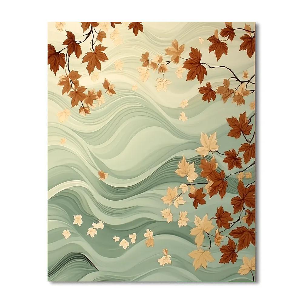 Hiroshige Inspired Autumn Tide Of Falling Leaves Paint by numbers art