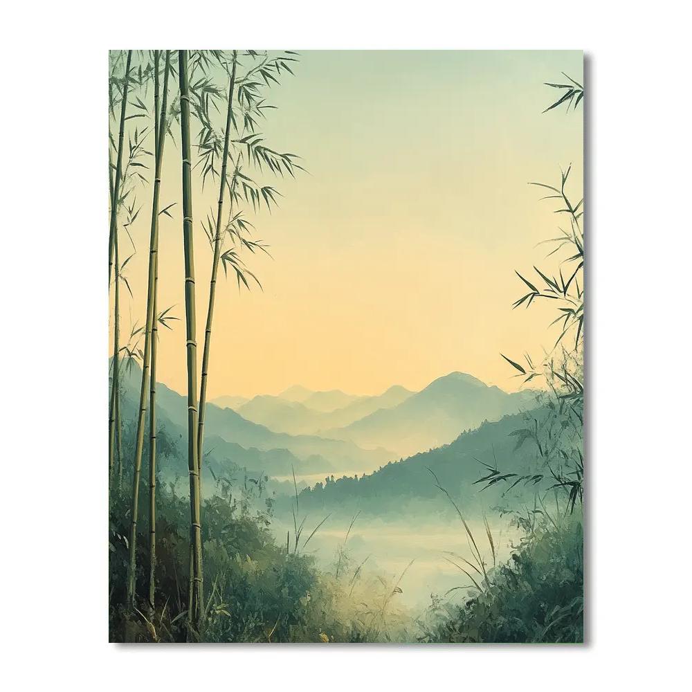 Zhao Mengfu Inspired Whispering Bamboo paint by numbers