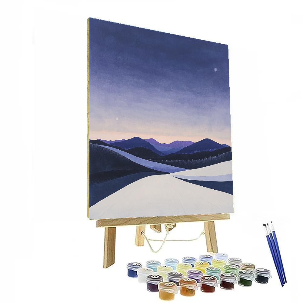 Hiroshige Inspired Snowbound Mountain Twilight Numbered painting kits