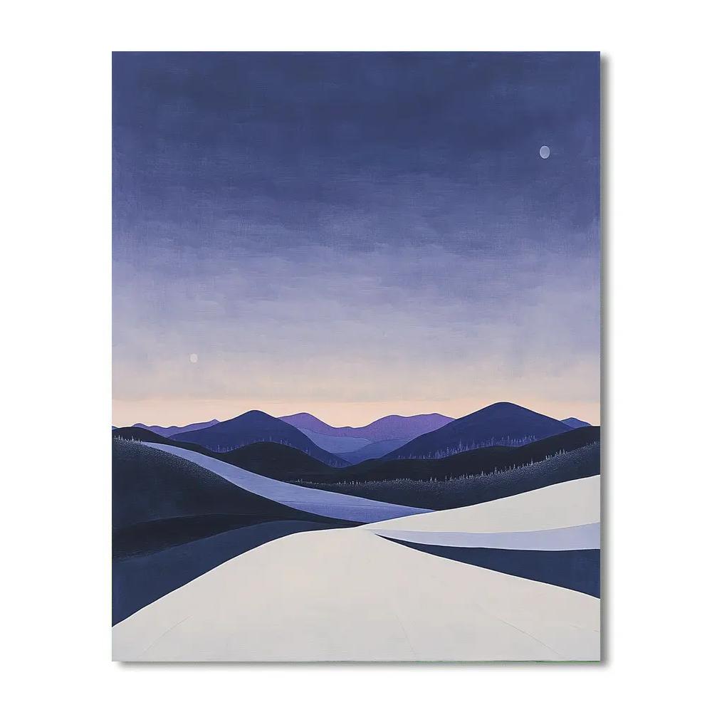 Hiroshige Inspired Snowbound Mountain Twilight Numbered painting kits
