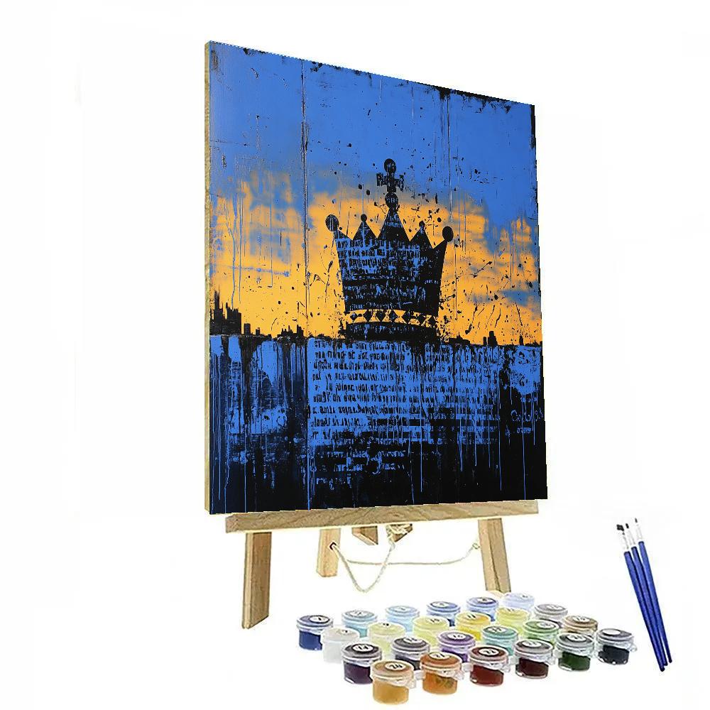 Jean-Michel Basquiat Inspired Urban Crown Number painting