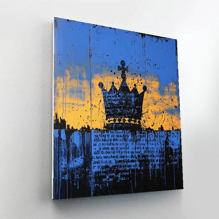 Jean-Michel Basquiat Inspired Urban Crown Number painting