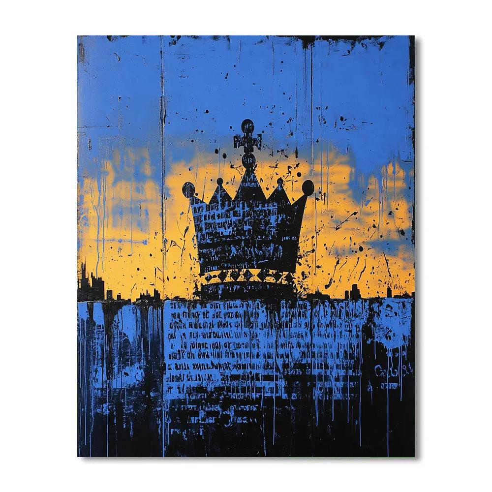 Jean-Michel Basquiat Inspired Urban Crown Number painting