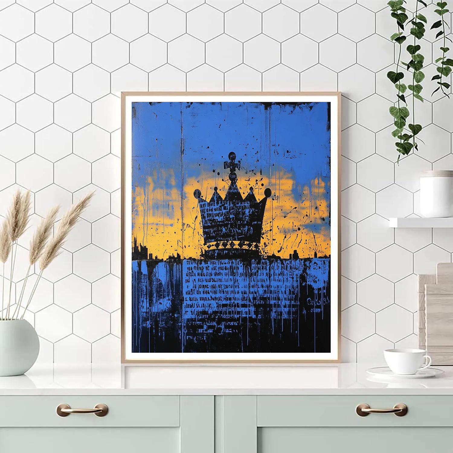 Jean-Michel Basquiat Inspired Urban Crown Number painting