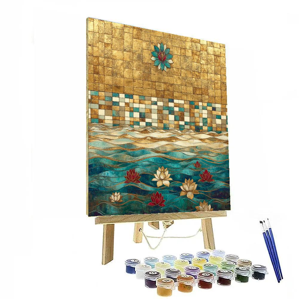 Gustav Klimt Inspired Ornamental River Mosaic paint by color