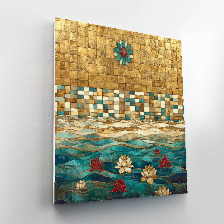 Gustav Klimt Inspired Ornamental River Mosaic paint by color