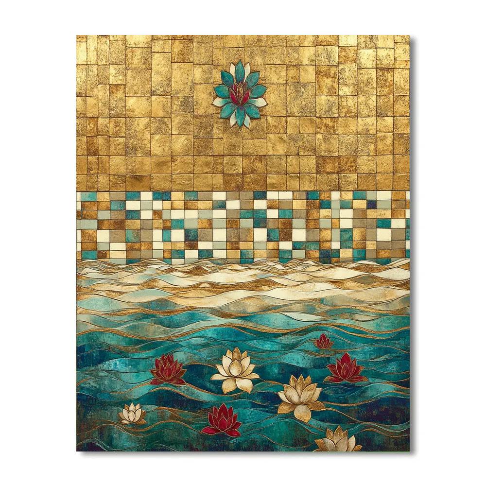 Gustav Klimt Inspired Ornamental River Mosaic paint by color