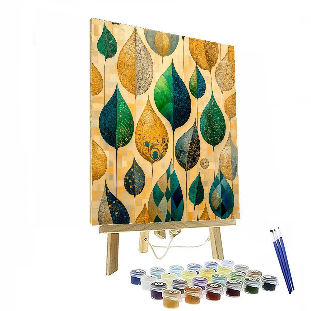 Gustav Klimt Inspired Abstract Leaf Patterns Number painting
