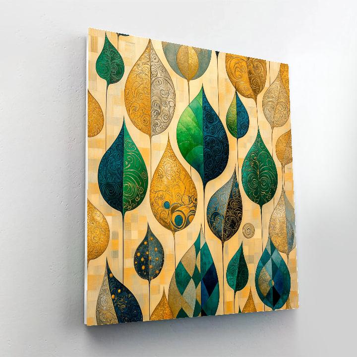 Gustav Klimt Inspired Abstract Leaf Patterns Number painting