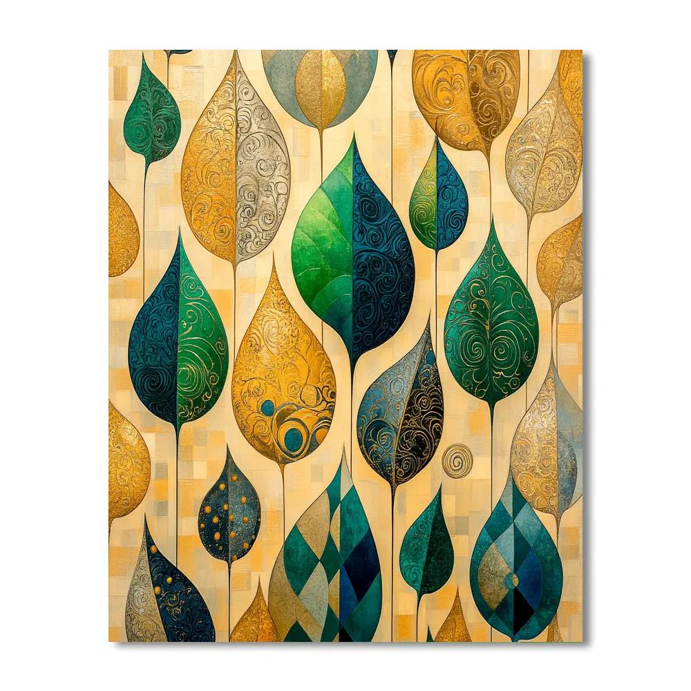 Gustav Klimt Inspired Abstract Leaf Patterns Number painting