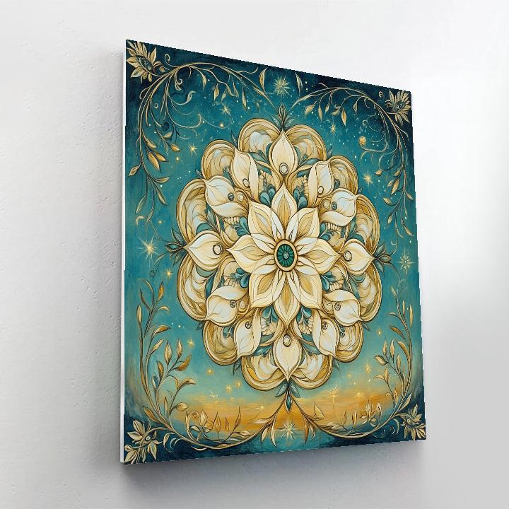 Alphonse Mucha Inspired Celestial Flora Mandala Number painting