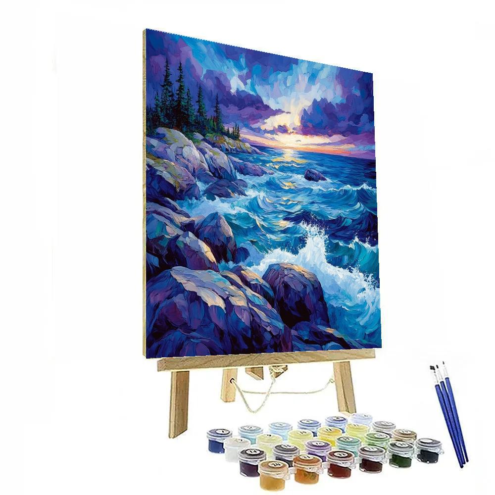 AY Jackson Inspired Rocky Shoreline Twilight Paint by numbers kits
