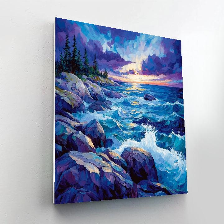 AY Jackson Inspired Rocky Shoreline Twilight Paint by numbers kits