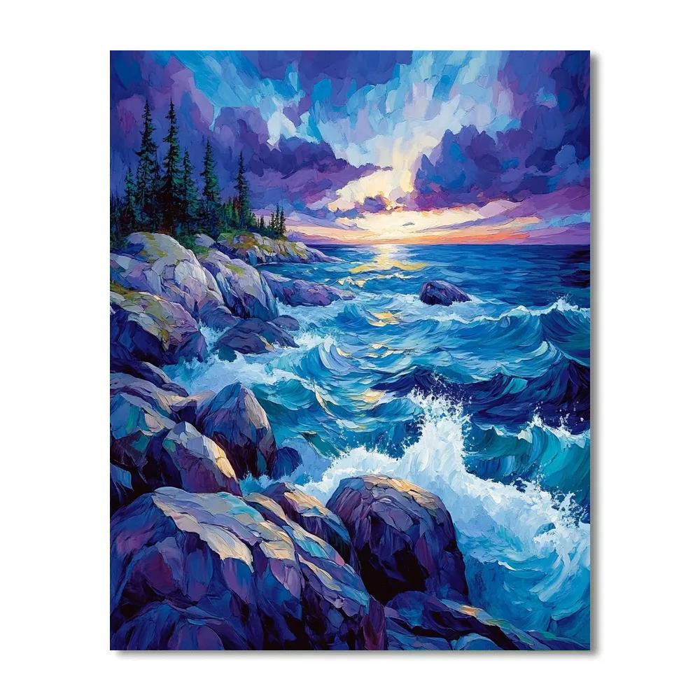 AY Jackson Inspired Rocky Shoreline Twilight Paint by numbers kits