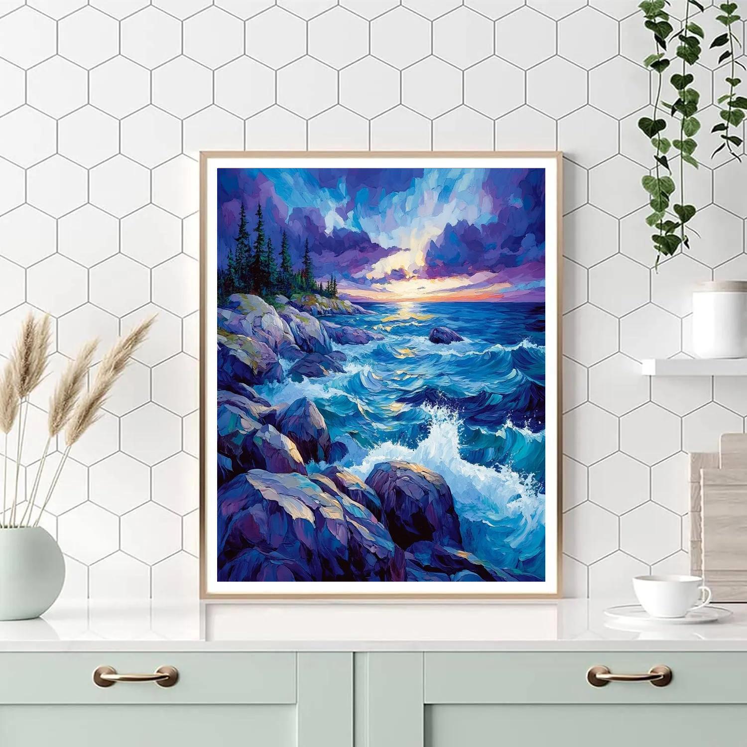 AY Jackson Inspired Rocky Shoreline Twilight Paint by numbers kits