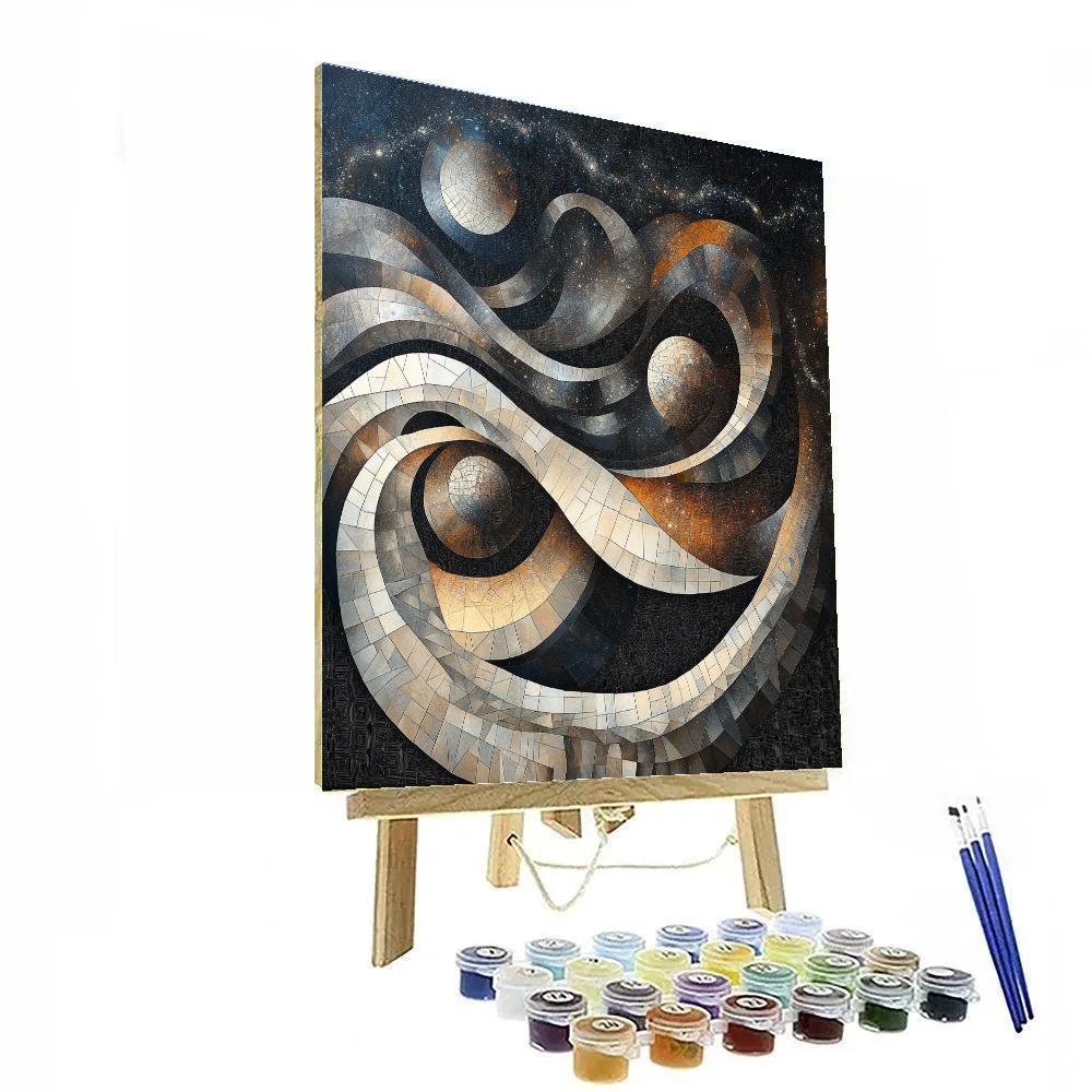 M C Escher Inspired Geometric Cosmic Tessellation paint by number