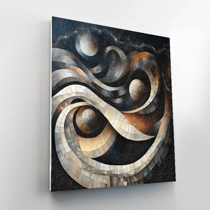 M C Escher Inspired Geometric Cosmic Tessellation paint by number