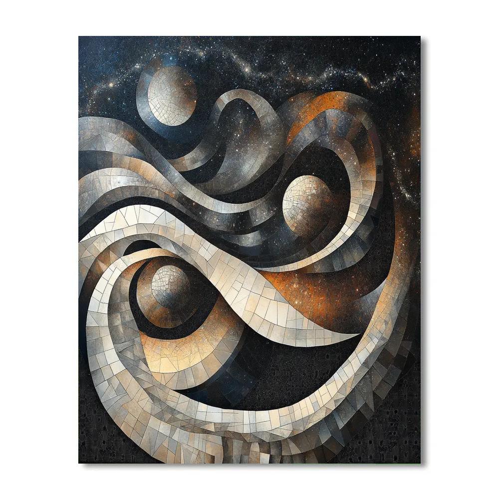 M C Escher Inspired Geometric Cosmic Tessellation paint by number