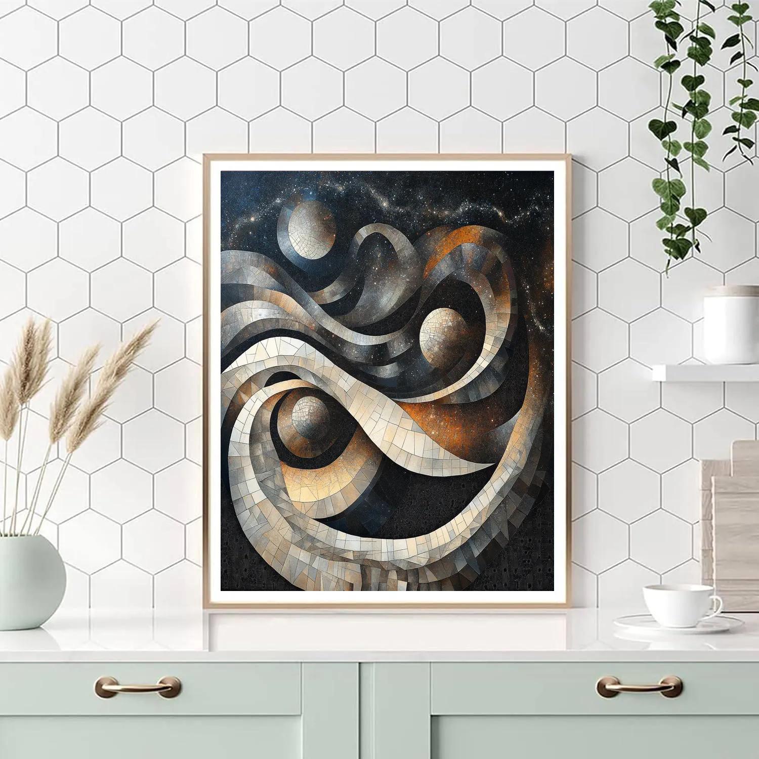 M C Escher Inspired Geometric Cosmic Tessellation paint by number