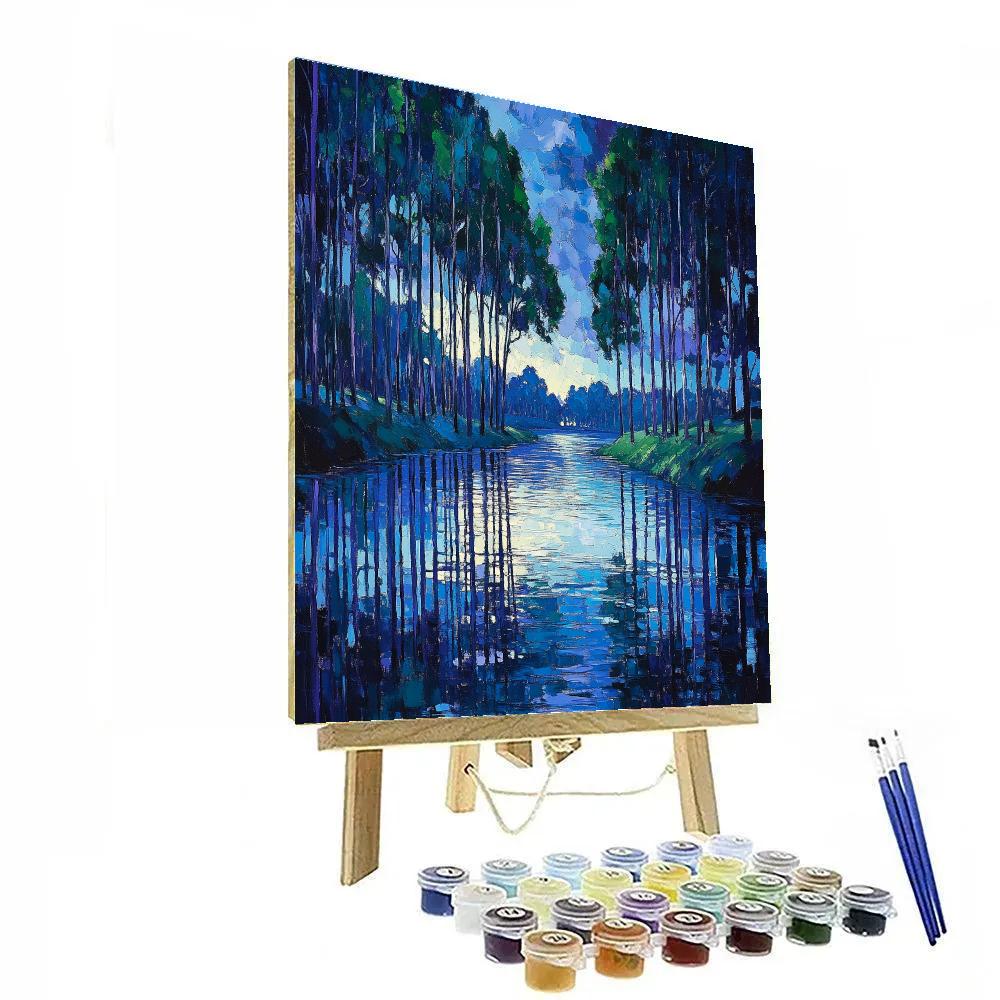 Claude Monet Inspired River Poplars At Twilight DIY paint by numbers