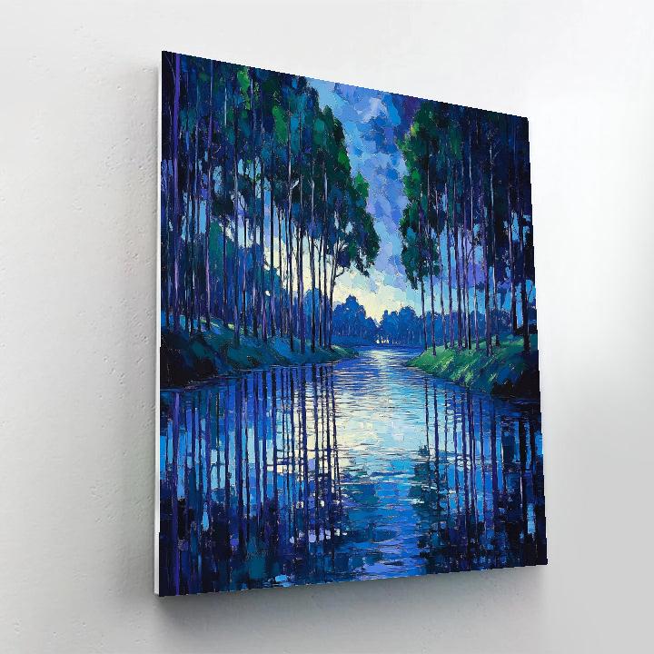 Claude Monet Inspired River Poplars At Twilight DIY paint by numbers