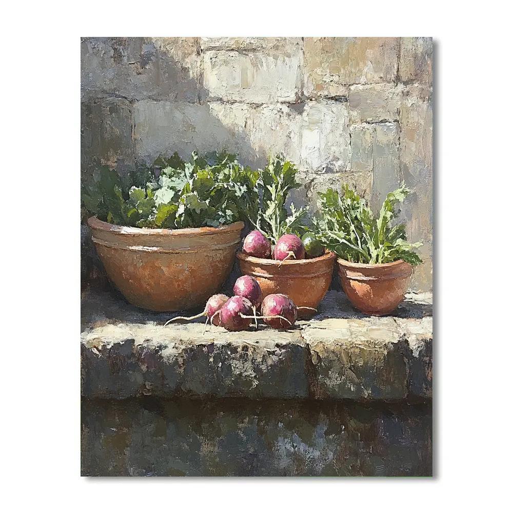 Diego Velázquez Inspired Market Vegetables And Clay Bowls paint by numbers