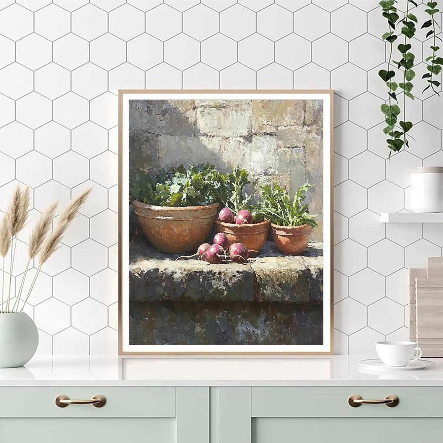 Diego Velázquez Inspired Market Vegetables And Clay Bowls paint by numbers