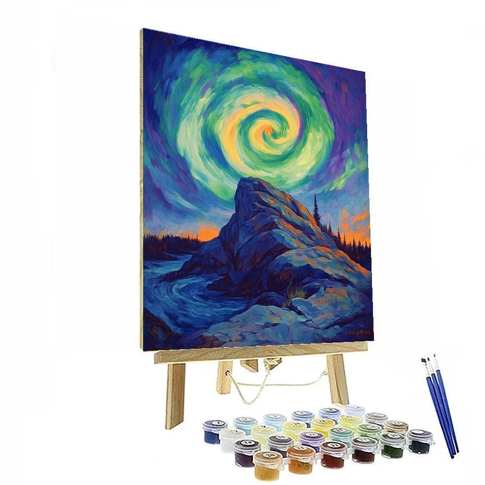 Frederick Varley Inspired Luminous Aurora Over Granite Ridge Number painting