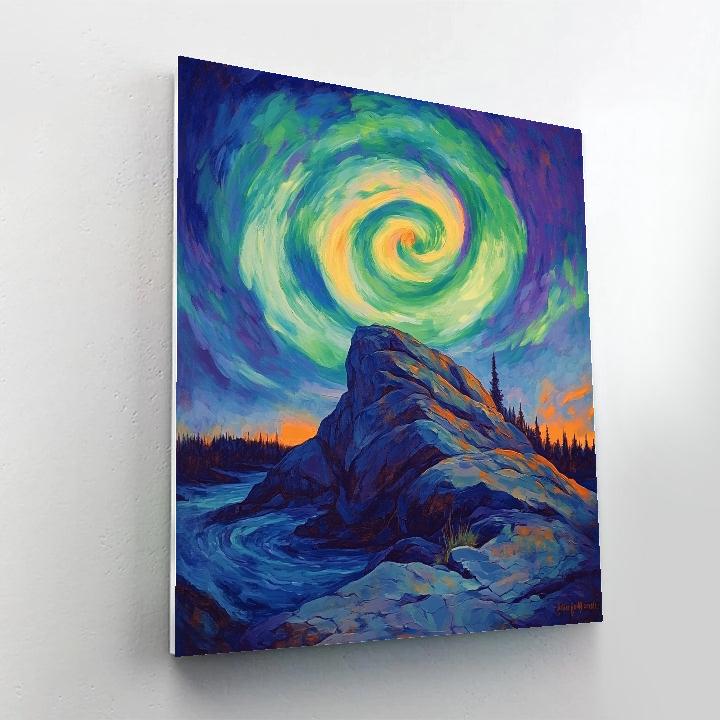 Frederick Varley Inspired Luminous Aurora Over Granite Ridge Number painting