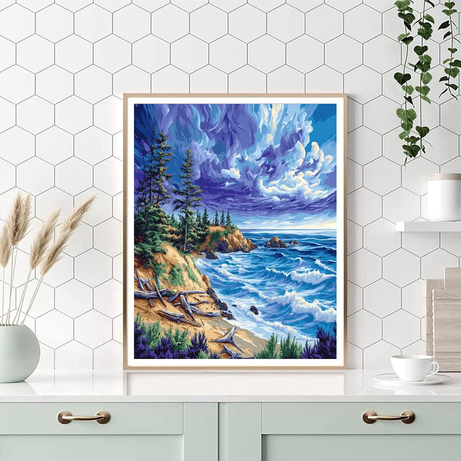 Emily Carr Inspired Churning Coastline paint by color
