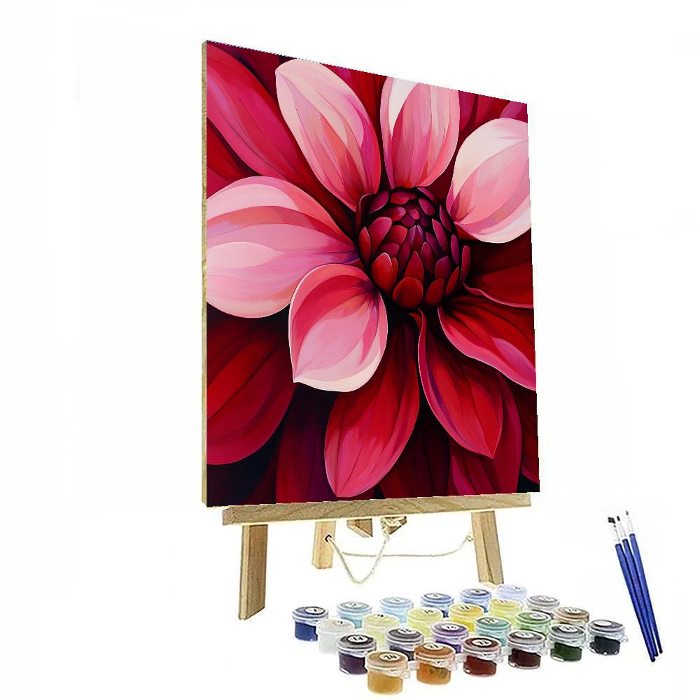 Georgia O’Keeffe Inspired Red Petal Close Up DIY paint by numbers