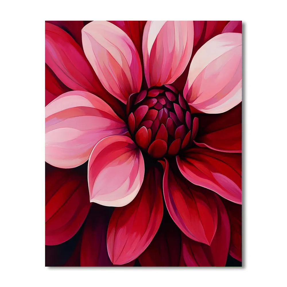 Georgia O’Keeffe Inspired Red Petal Close Up DIY paint by numbers