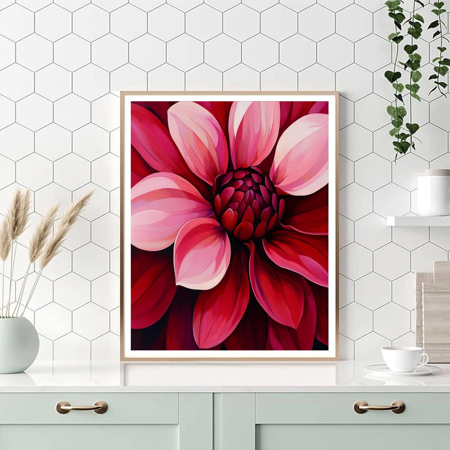 Georgia O’Keeffe Inspired Red Petal Close Up DIY paint by numbers