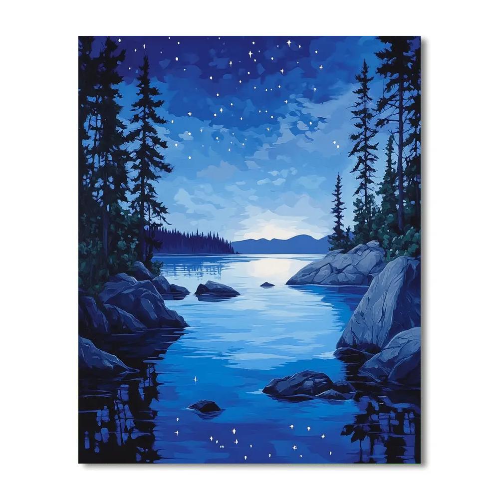 Franklin Carmichael Inspired Midnight Lake And Pines Number painting