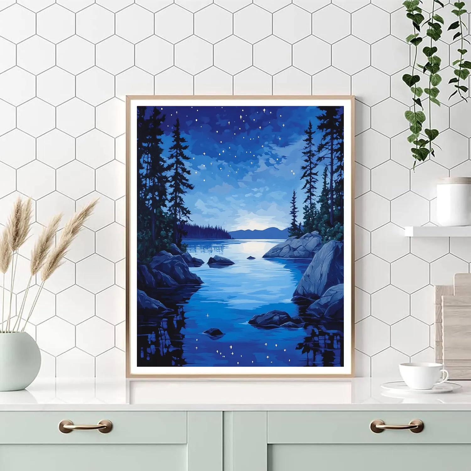 Franklin Carmichael Inspired Midnight Lake And Pines Number painting