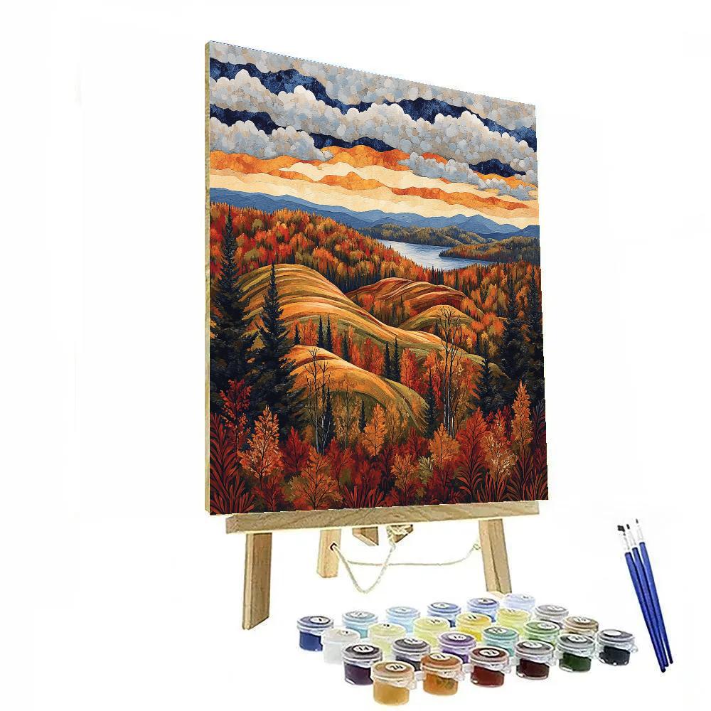 J. E. H. MacDonald Inspired Algoma Autumn Blaze paint by number