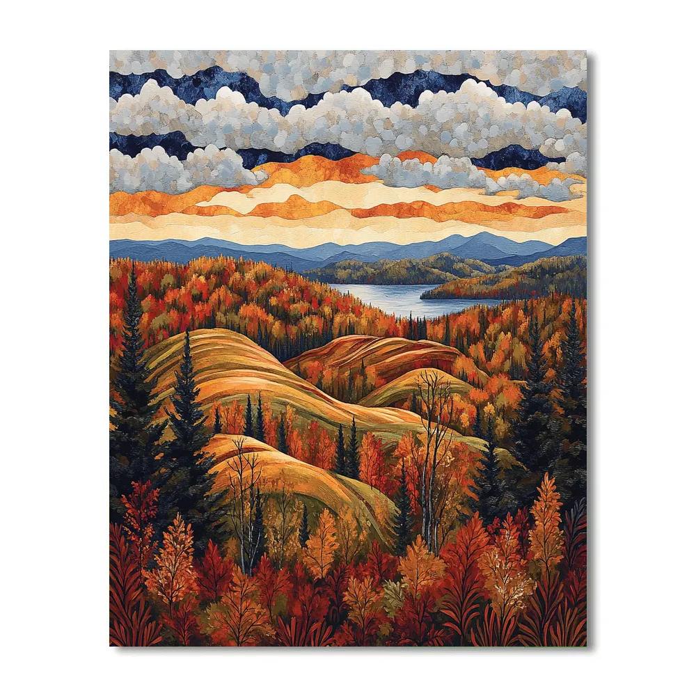 J. E. H. MacDonald Inspired Algoma Autumn Blaze paint by number