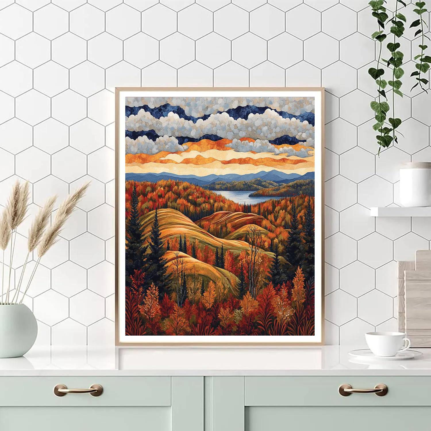 J. E. H. MacDonald Inspired Algoma Autumn Blaze paint by number