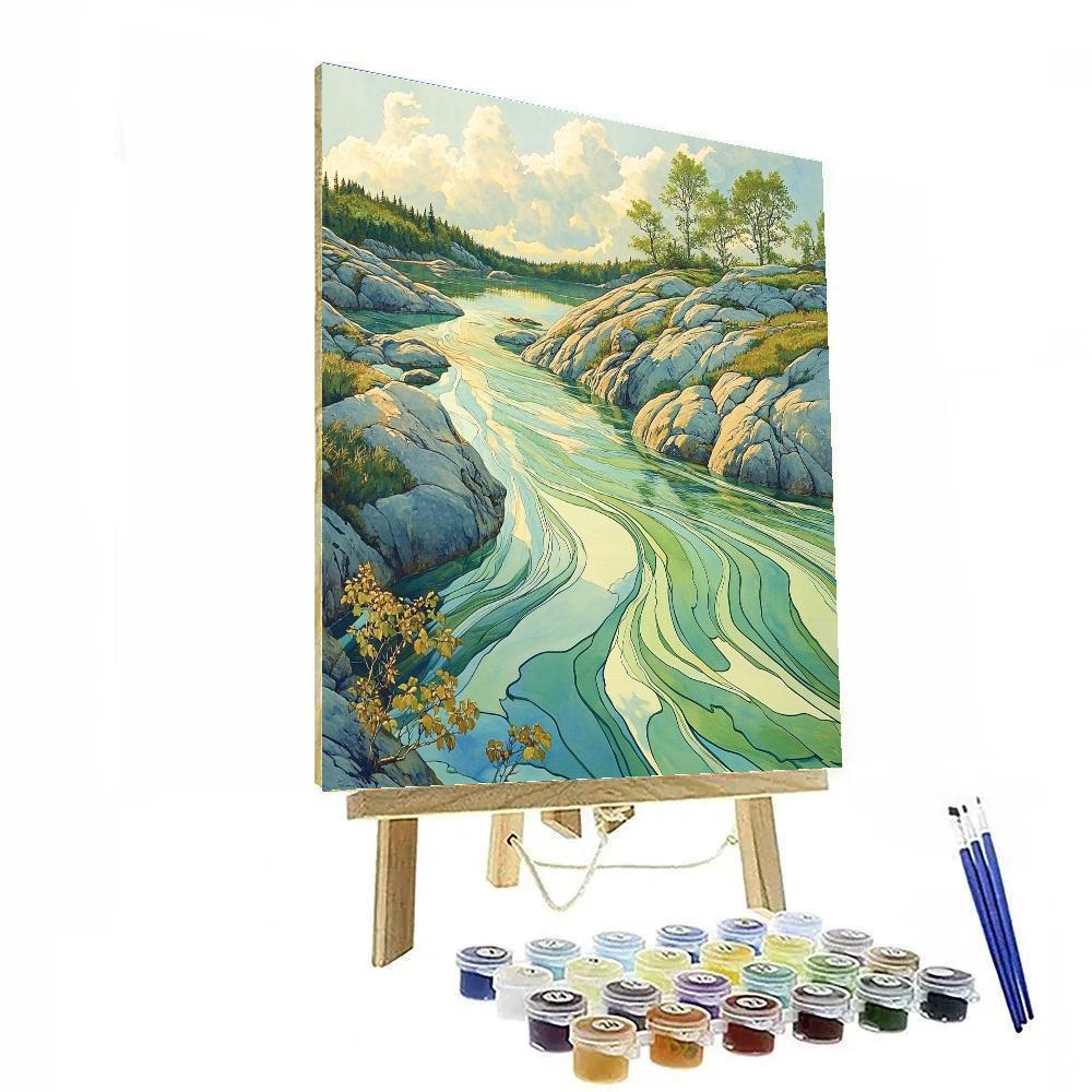 Franklin Carmichael Inspired Spring Rock Ribbons DIY paint by numbers