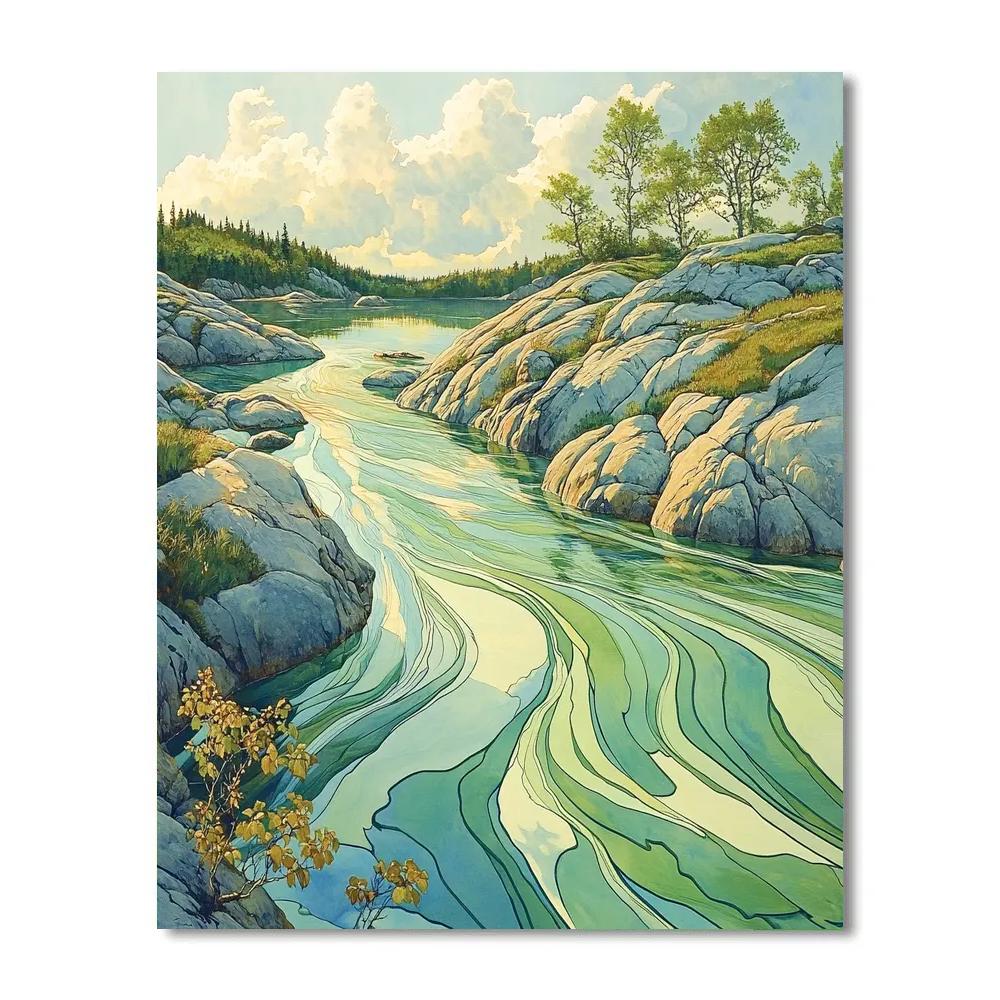 Franklin Carmichael Inspired Spring Rock Ribbons DIY paint by numbers