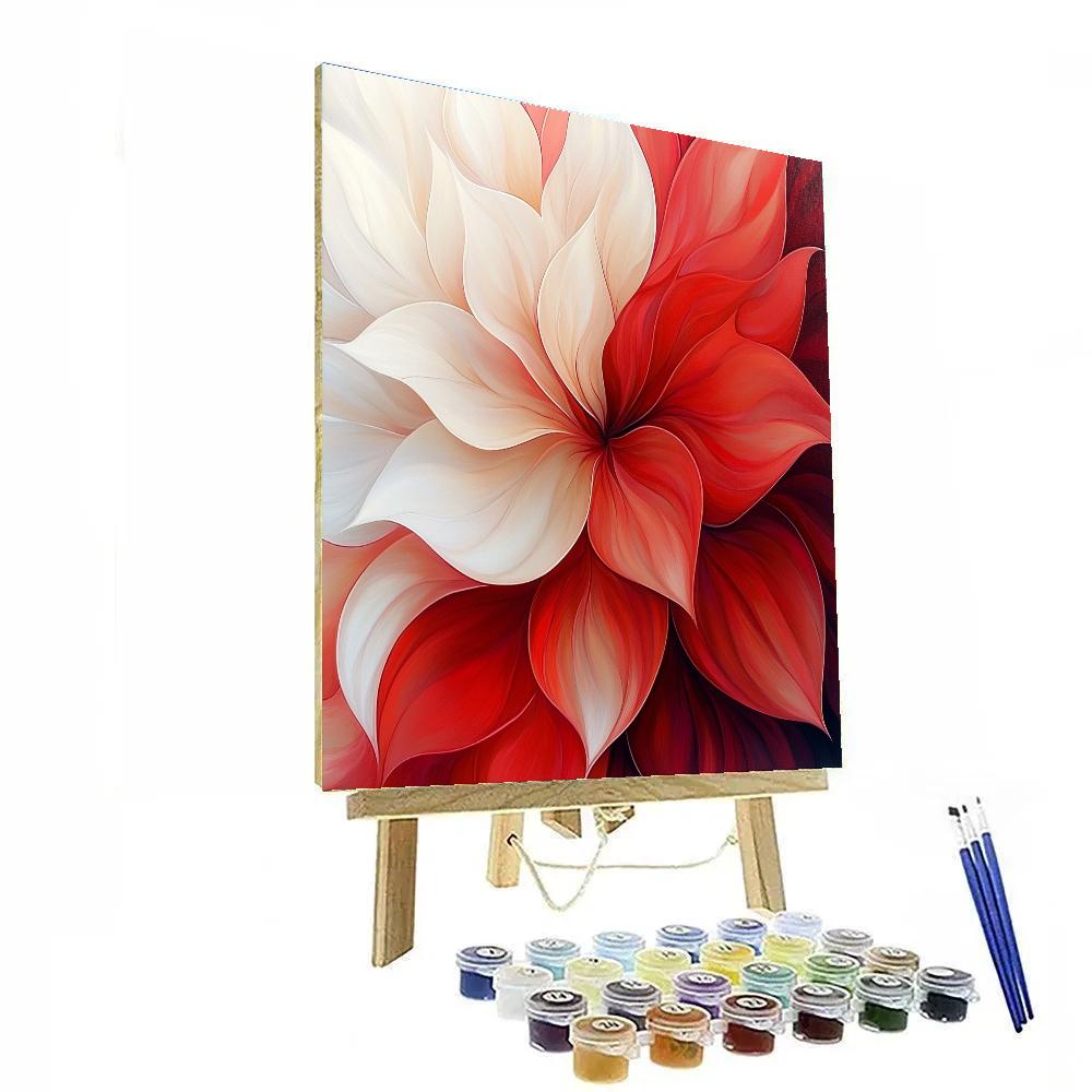 Georgia OKeeffe Inspired Abstract Blossom In Crimson And Ivory painting number kit