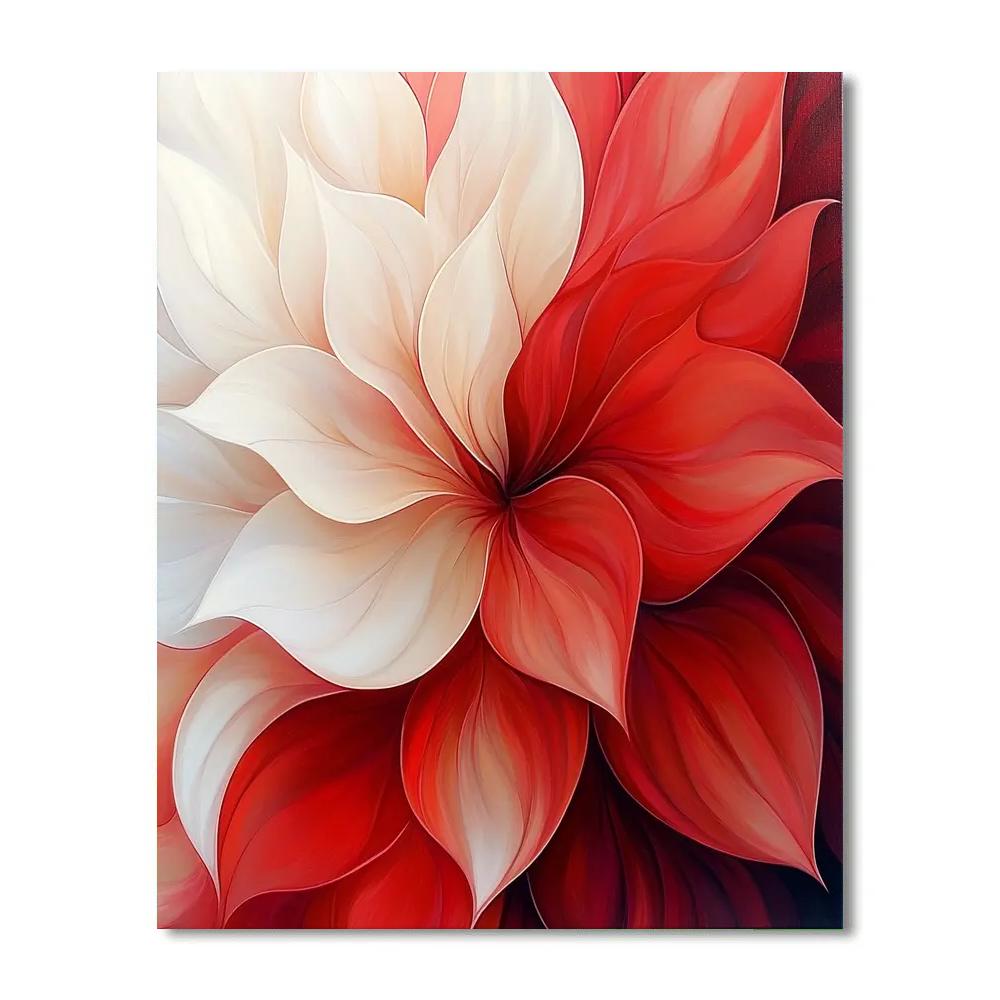 Georgia OKeeffe Inspired Abstract Blossom In Crimson And Ivory painting number kit