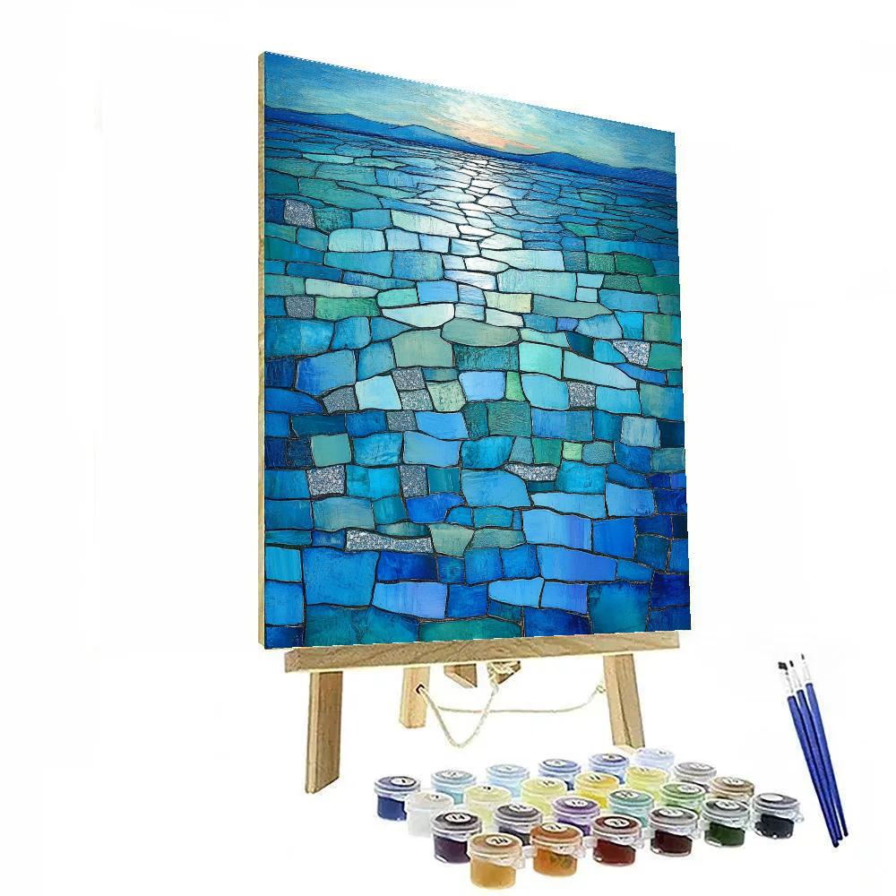 Jean-Paul Riopelle Inspired Reflective River Mosaic Number painting