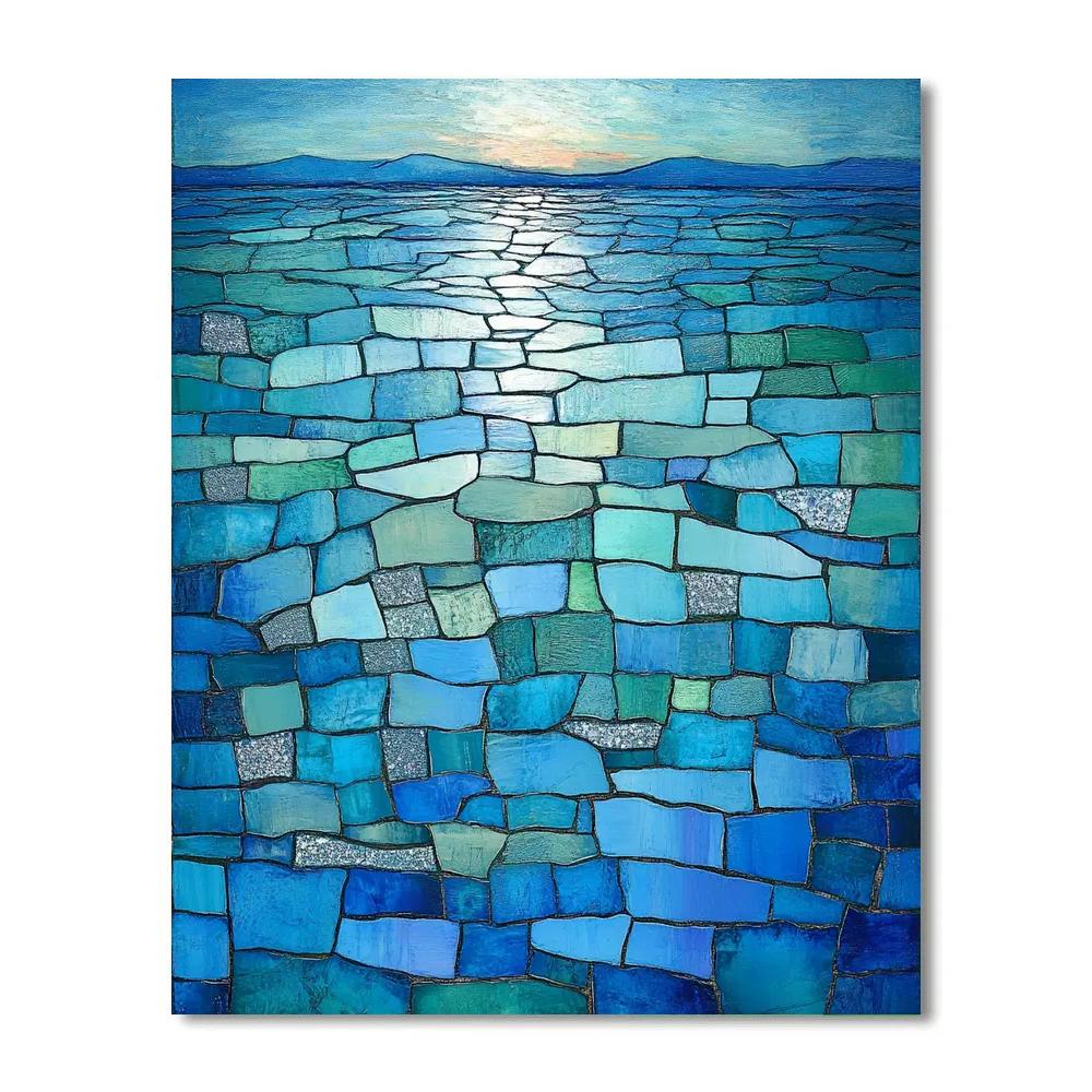 Jean-Paul Riopelle Inspired Reflective River Mosaic Number painting