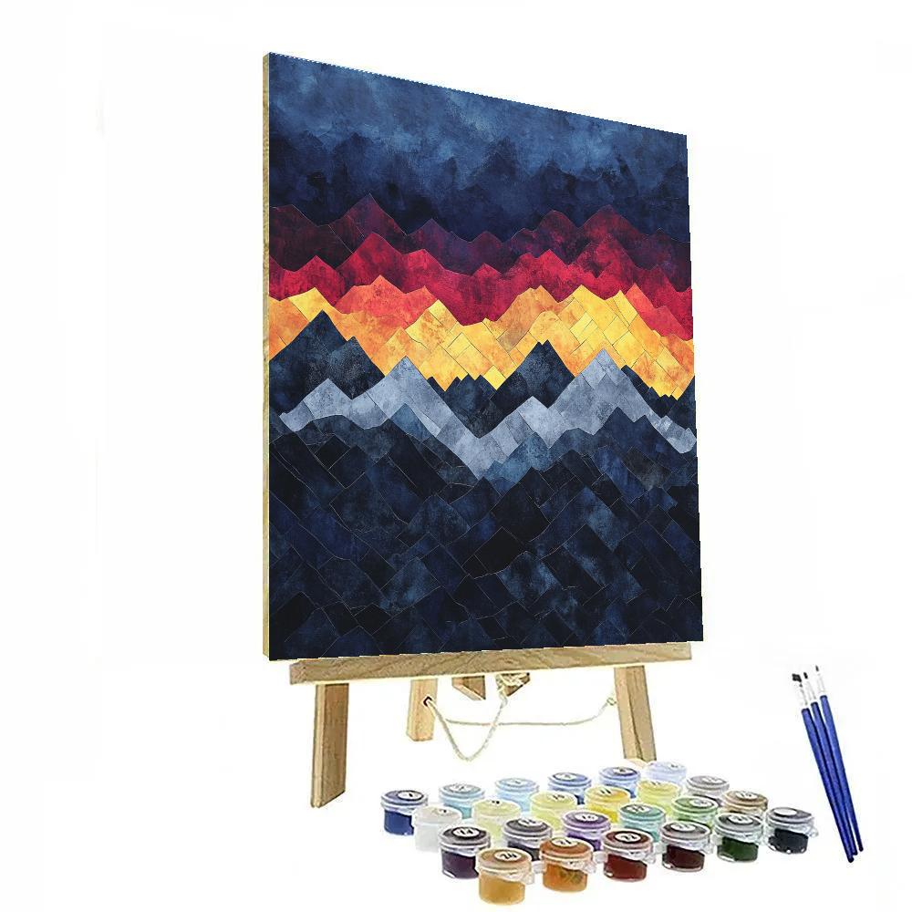 Jean-Paul Riopelle Inspired Thunderstorm Over Abstracted Mountain Range paint by number