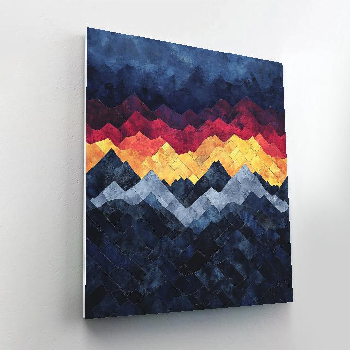 Jean-Paul Riopelle Inspired Thunderstorm Over Abstracted Mountain Range paint by number