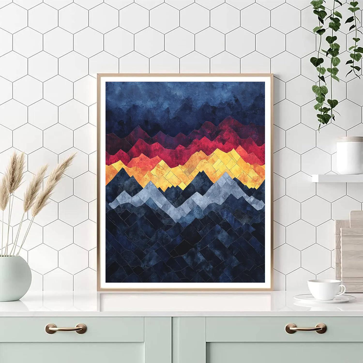 Jean-Paul Riopelle Inspired Thunderstorm Over Abstracted Mountain Range paint by number