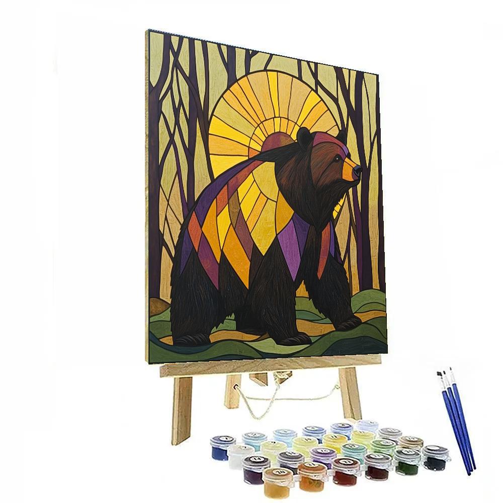 Norval Morrisseau Inspired Sun Bear Of The Forest Light paint by number