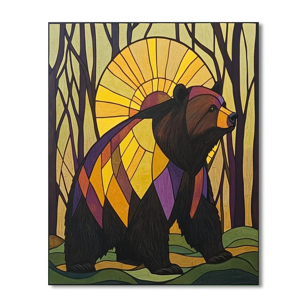 Norval Morrisseau Inspired Sun Bear Of The Forest Light paint by number